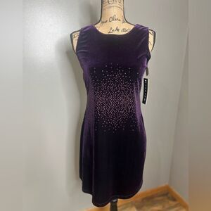 90’s plum mini dress I. N. San Francisco velvet beaded medium cocktail party